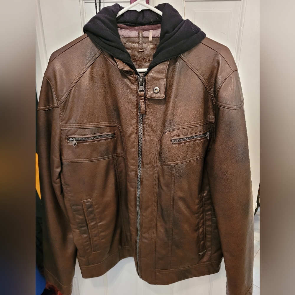 Mens brown Faux Leather jacket medium